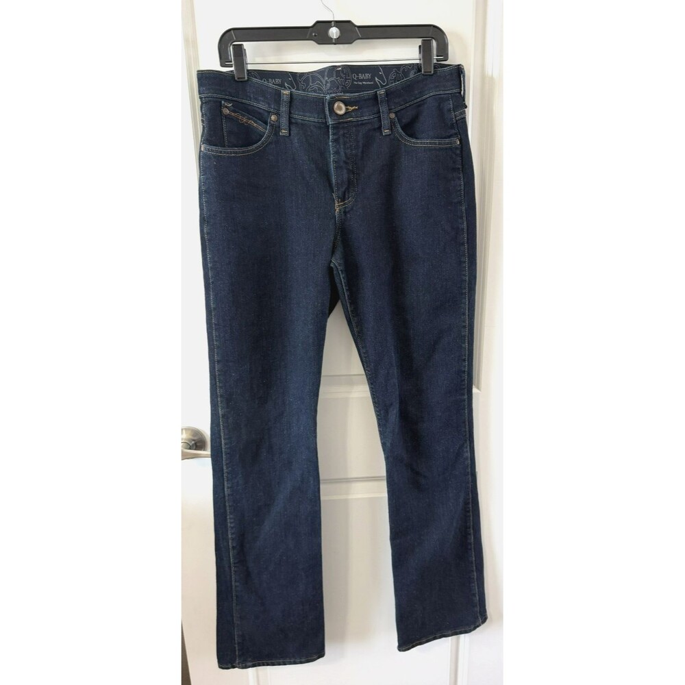 NEW Wrangler Womens Jeans 9/10 x 34 Dark Denim Q Baby Cowgirl Cut Mid Rise Tall